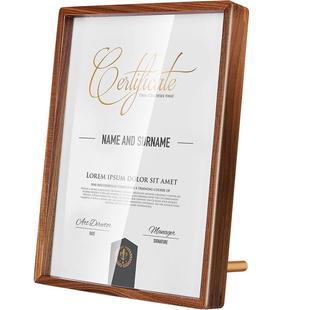 荣誉证书框实木奖牌专利授权书裱框架证件框摆台a4相框奖状展示框