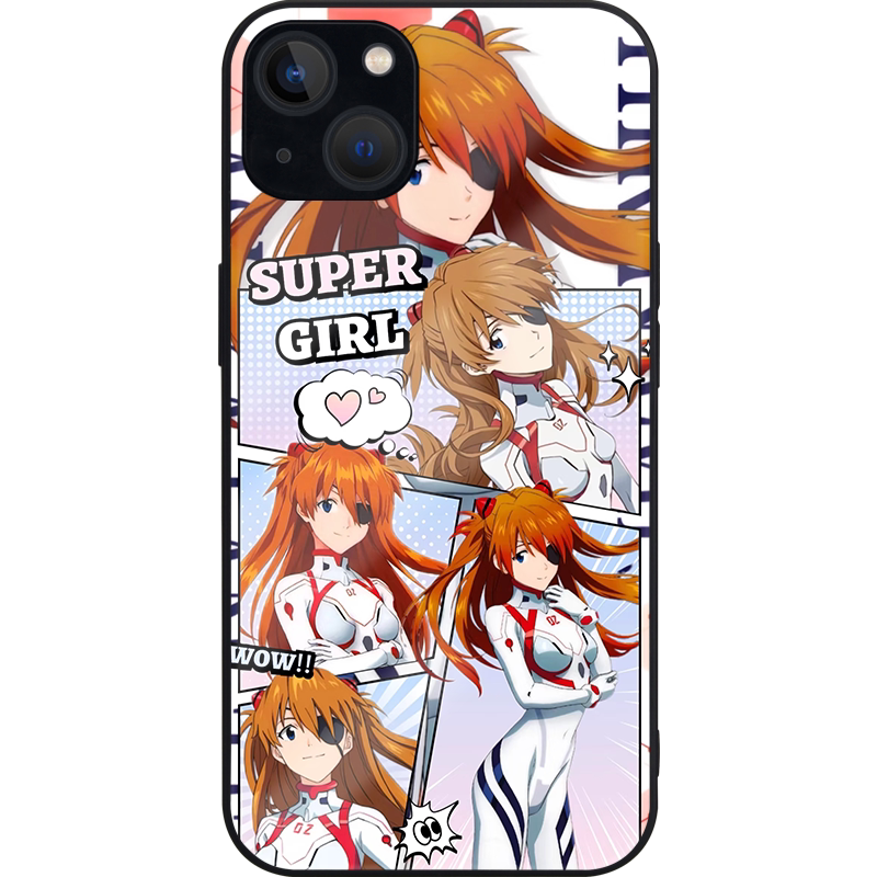 EVA明日香手机壳适用mate70红米k80pro玻璃vivoX100华为nova13三星s25镜面oppoReno14