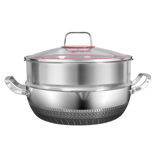 铿锵火锅锅盆家用加厚涮锅不粘汤锅打边炉316不锈钢双耳浅锅30cm