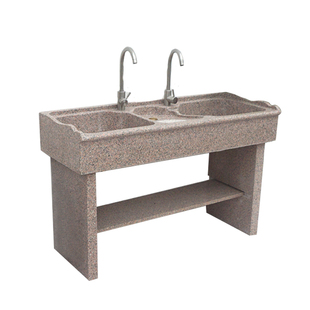 天然大理石户外双池洗衣池定制双水龙头洗手台庭院台盆别墅水槽池