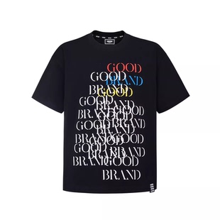 国潮GOODBRAND彩色重叠标语发泡印花美式休闲重磅纯棉短袖T恤上衣
