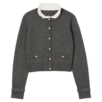 SANDRO女装法式花边领针织开衫