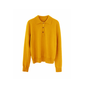 有耳uare小众设计 一点书卷气 100%羊毛学院风翻领宽松POLO衫毛衣