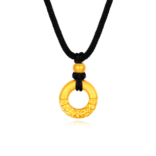 vana足金祥云平安扣项链黄金吊坠新款生日礼物送女友颈饰