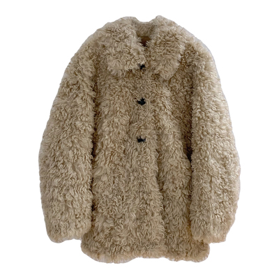 半卷羊毛皮毛一体环保皮草外套女