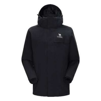 骆驼男装户外冲锋衣徒步三防夹克外套防暴雨三合一内胆登山服秋冬