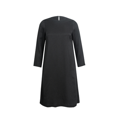 美丽客栈圆领真丝简约大气连衣裙