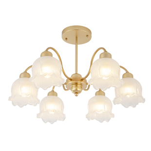 北欧吊灯全铜客厅主灯卧室餐厅灯法式田园奶油风铃兰花朵主卧灯具