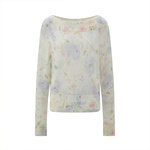 MELINDA LI【莫奈】法式浪漫羊驼毛绵羊毛郁金香玫瑰印花宽松毛衣