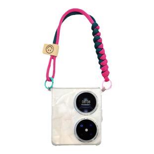 pocket2百搭时尚透明双扣式带手腕挂绳折叠屏手机壳小米新款mixflip适用华为P50Pocke外壳斜挎oppofindn3flip