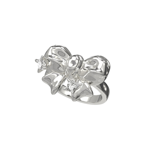 BOONEE半糖系列蝴蝶结戒指女小众设计感镶钻食指戒时尚个性指环潮