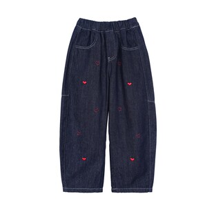 NORNOR陈大猪童装女童牛仔裤春季26新款好看爱心洋气儿童直筒裤子