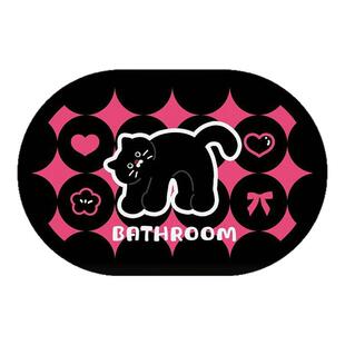 甜酷风小黑猫软硅藻泥浴室地垫防滑吸水速干垫卫生间厕所门口脚垫