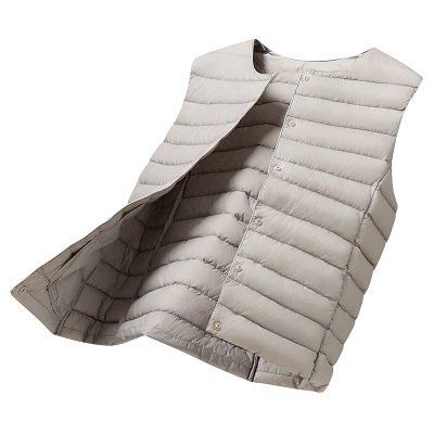 雅鹿冬季新款圆领轻薄羽绒马甲女