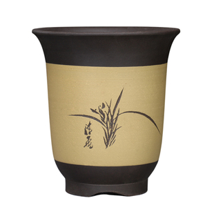 宜兴紫砂花盆大口径兰花盆君子兰室内花卉盆阳台透气紫砂兰花盆