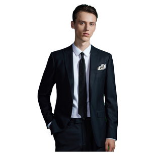 诺丁山纯羊毛西装外套男黑色修身结婚婚礼商务高级感秋冬男士西服