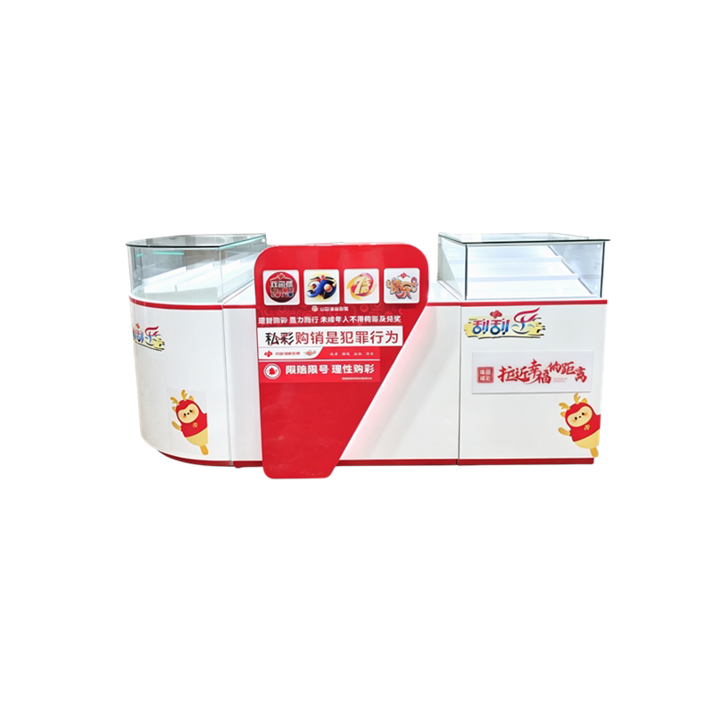 福建厦门专用福利彩票柜台福彩店铺新款销售桌子弧形刮刮乐玻璃柜