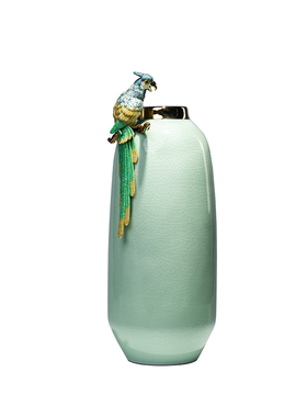 创意轻奢珐琅彩花瓶摆件客厅插花