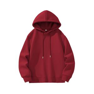 班尼路酒红色卫衣男连帽重磅宽松衣服青少年秋季薄款套头外套帽衫