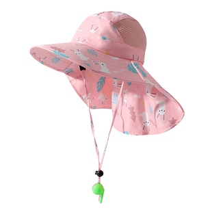 儿童防晒帽女童遮阳帽女孩男孩太阳帽沙滩海边防紫外线大帽檐帽子