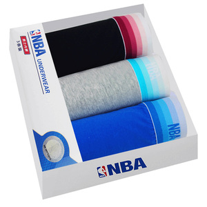 NBA男士内裤运动棉青年四角底裤紧身性感透气平角短裤中腰送男友