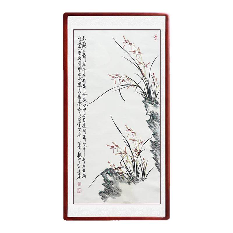 手绘国画兰花真迹玄关装饰画