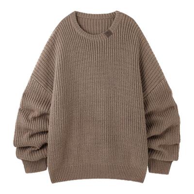 BJHG纱线慵懒套头圆领毛衣针织衫