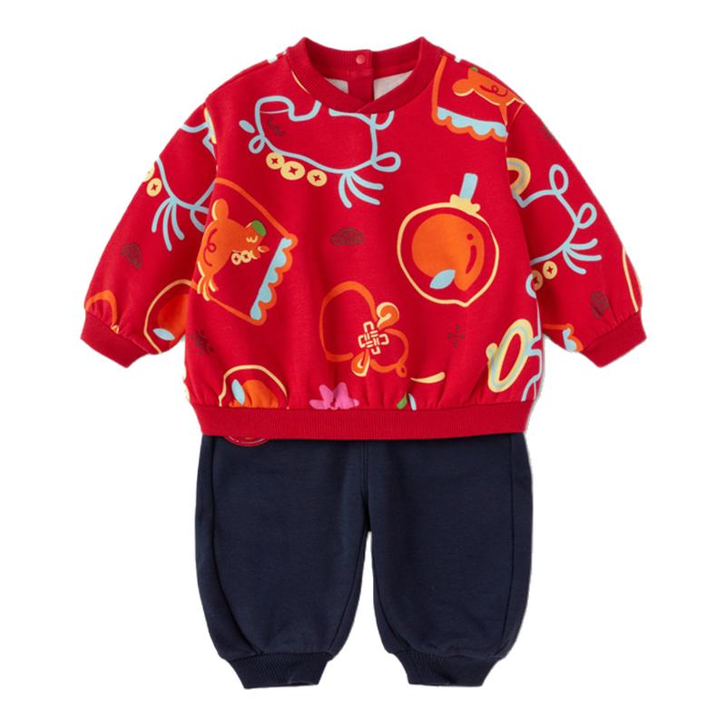 巴拉巴拉婴儿卫衣套装拜年服冬装