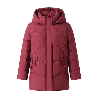 雅鹿中长款加厚白鸭绒羽绒服