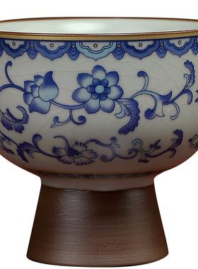 陶瓷莲花高脚供水杯佛堂净水杯