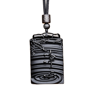 普陀山正统黑曜石无事牌吊坠净心牌挂件本命年情侣项链官方旗舰店