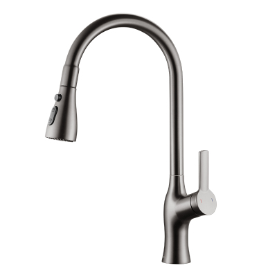 埃美柯黄铜枪灰色厨房龙头可旋转