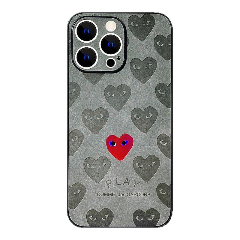 日本PLAY川久保玲情侣款男女适用iPhone17ProMax手机壳艺术个性16pro软壳12苹果14PM保护套翻毛皮i