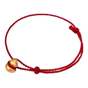 胖墩葫芦足金小克重转运珠黄金手绳本命年红绳手链生日新年礼物女