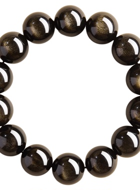 天然黑曜石手串招财金银曜石手链