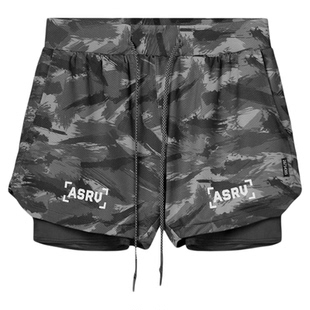ASRV美式夏季田径运动短裤男双层防走光速干马拉松田径三分裤短裤