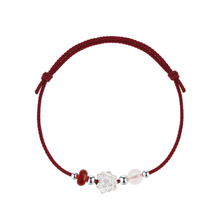 【巷南】999纯银莲花红绳手链女马2026本命年手镯闺蜜过新年手串