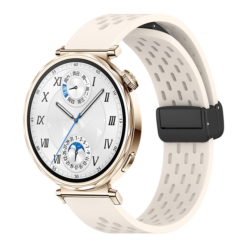 适用华为gt6手表带gt5pro透气孔watch5硅胶磁吸gt4新款腕带智能gt3运动2E高级感Runner表链Buds/Ultimate配件