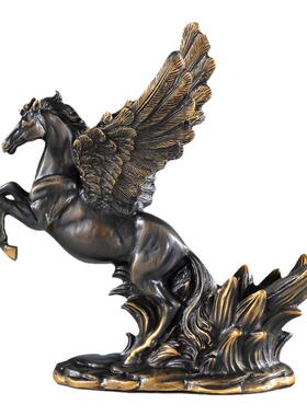 黄铜马到成功轻奢酒柜装饰品办公室桌面高档家居电视柜客厅摆件