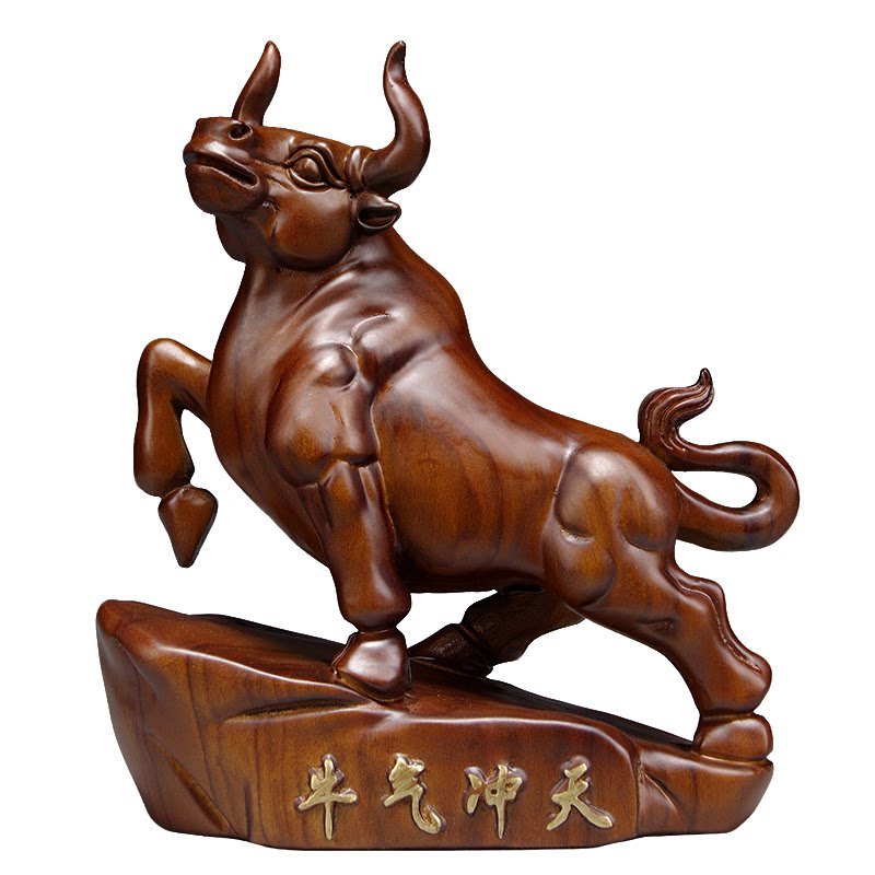 香樟木生肖牛摆件开业送礼