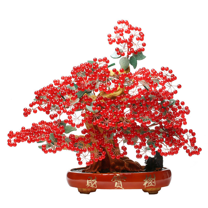 玉髓摇钱树水晶招财树生日装修