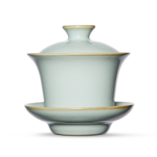 雅瓷盖碗茶具三件套汝窑三才马蹄盖碗单个高档三合功夫茶泡茶杯