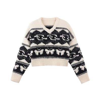 SourceWithU黑白毛针织衫