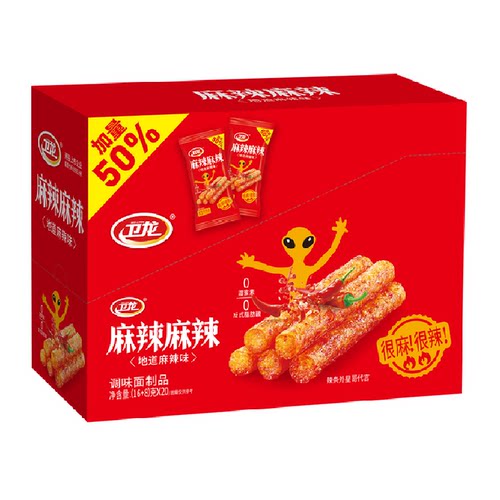 卫龙麻辣辣条 很麻很辣360g*1盒豆干辣棒零食20包