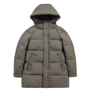 男士军绿色中长款羽绒服男款新款冬季加厚外套休闲保暖男装棉袄潮