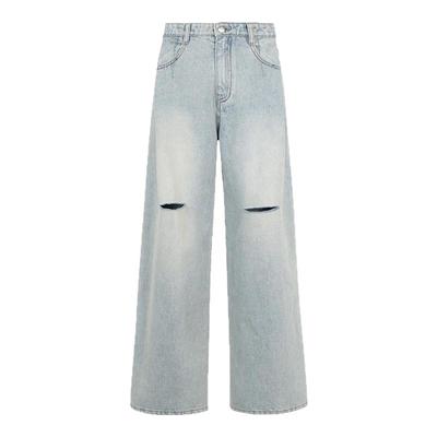 Three Quarters 女士设计捏褶破洞牛仔阔腿裤银泰百货精品 301355