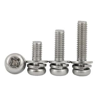 M1.6N2.5M3M4M5M6M8 304不锈钢圆头十字三组合螺丝带垫螺钉螺栓