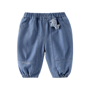 儿童牛仔裤2025秋季新款洋气宝宝裤子男孩秋天束脚阔腿休闲长裤潮