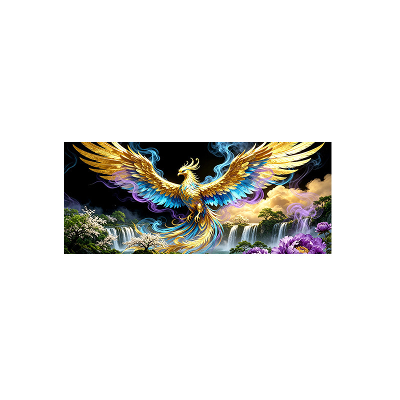 新款凤凰风景鱼缸背景画贴纸高清桌面缸