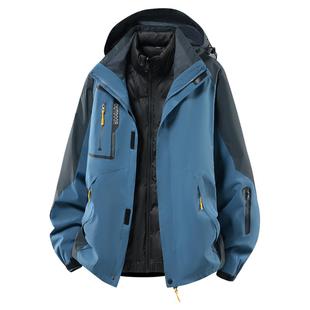 稻草人男羽绒冲锋衣2025新款冬三合一可拆卸户外防风保暖外套女士